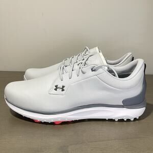 Under Armour Mens Sz 14 Spikeless Golf Shoes NEW Drive Glide Gray Leather White